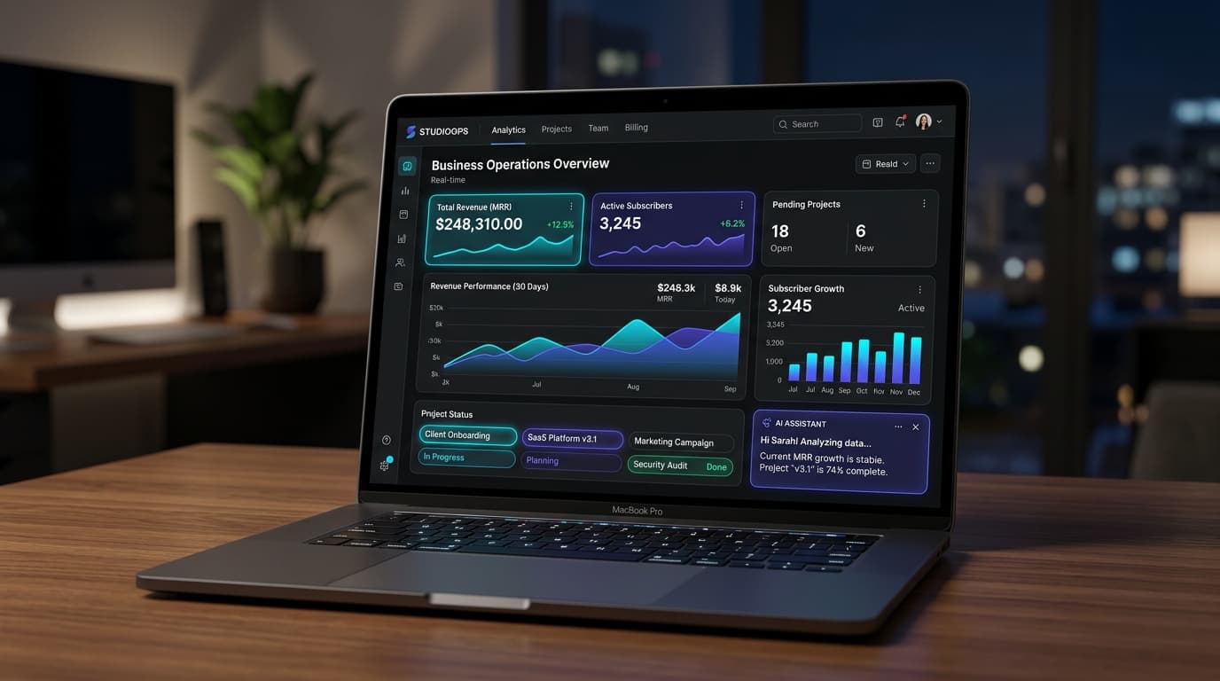 ShelNova OS (FlowDesk) product mockup